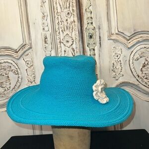Silver Wave 100% Cotton Crocheted Wide Brim Vacation Sun Hat
